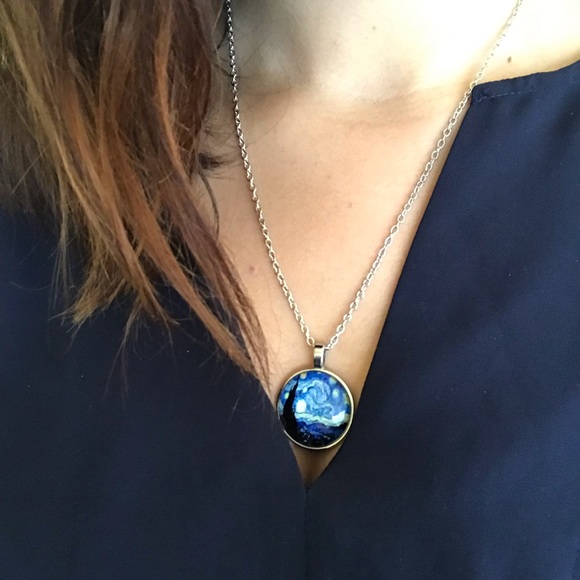3/$15 🎉 Van Gogh Starry night necklace - Picture 7 of 7